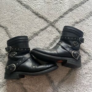 Harley Davidson Chryse Black Leather Motorcycle Riding Boots 7